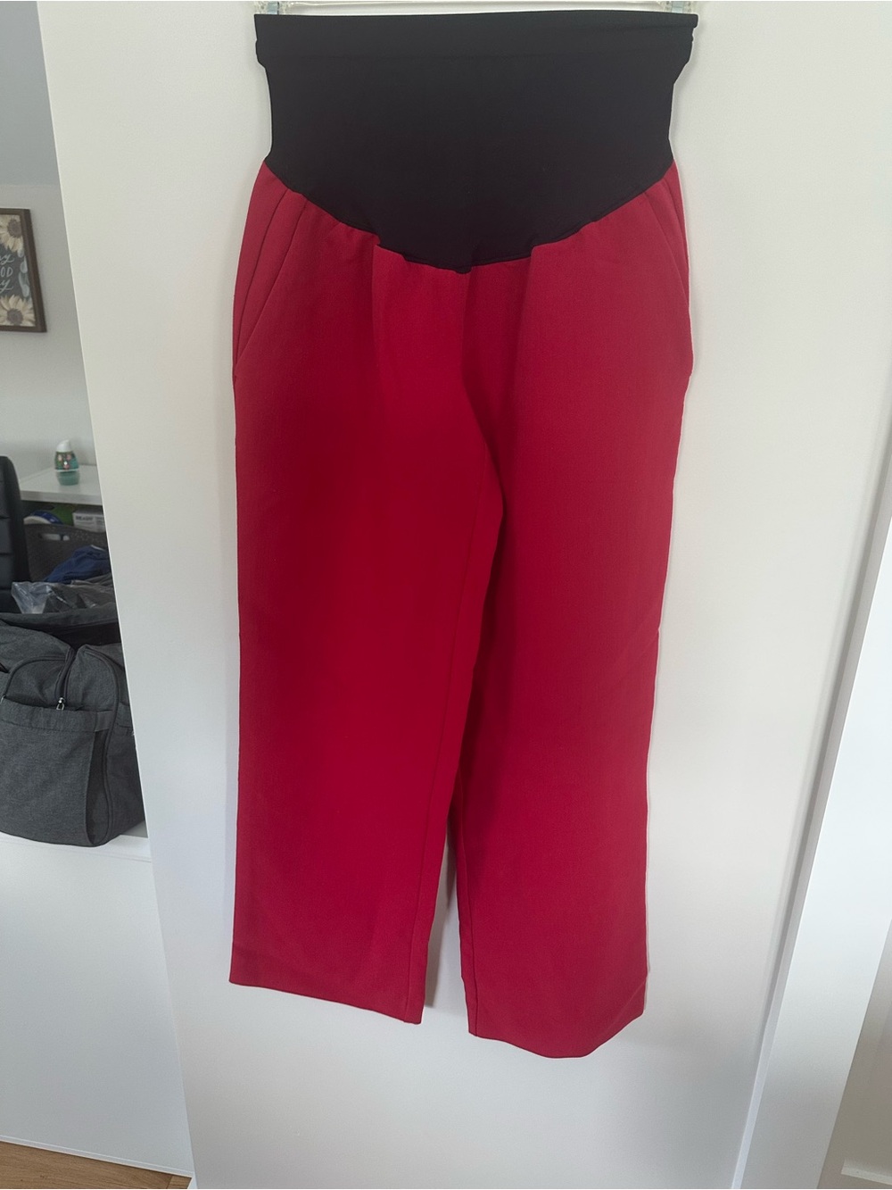 Old Navy Red Wide-Leg Maternity Pants with Belly Panel